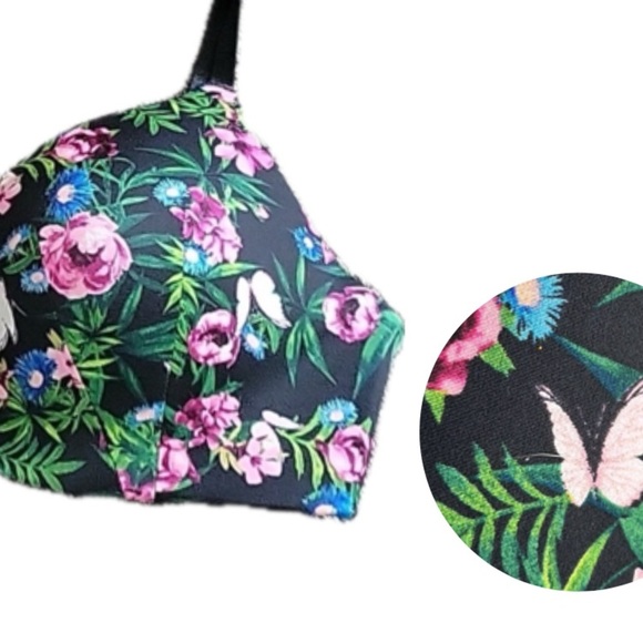 Victoria’s Secret So Obsessed Padded No Wire Floral & Butterfly Push Up Bra 34DD - Picture 8 of 14